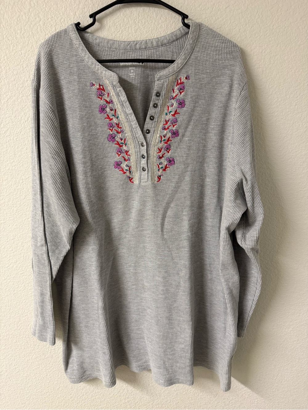 Woman Within Light Gray Waffle Knit Shirt Jacket